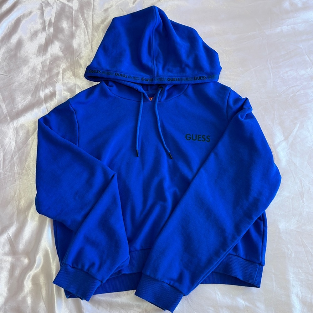 Women’s XL Guess cropped blue hoodie